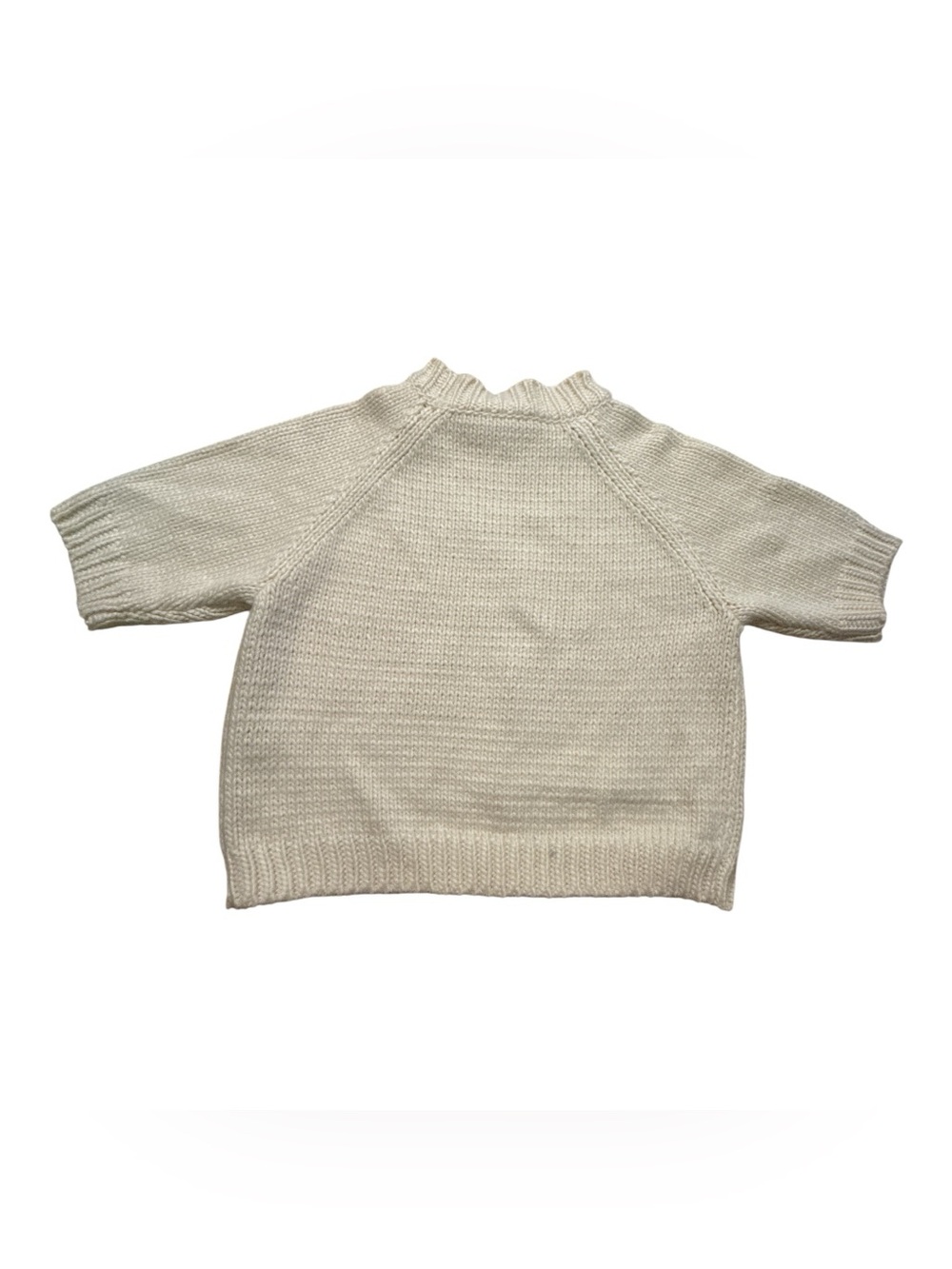 Raisonnel Cream Knit Raglan Sweater Cropped short sleeve Size Medium - Picture 2 of 4